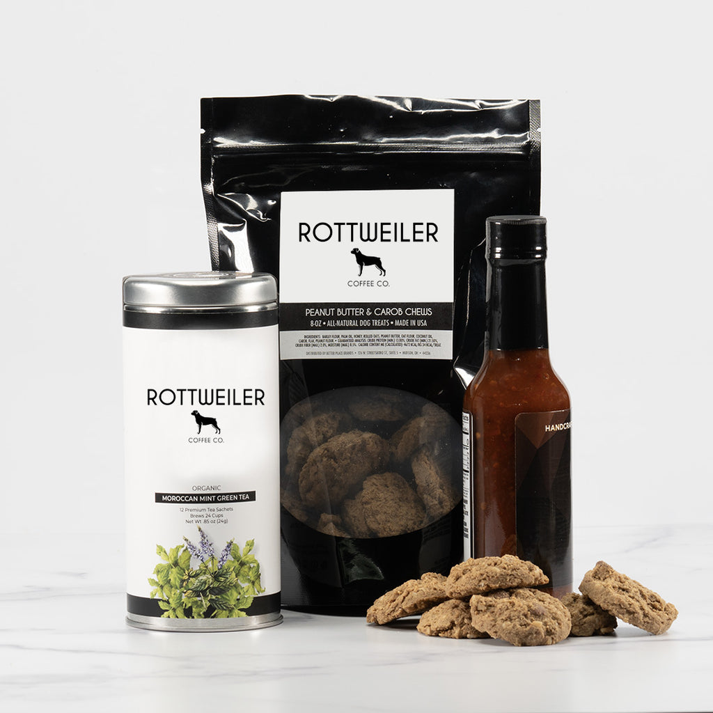 Tea, Treats Hot Sauce Bundle– Rottweiler Coffee Company